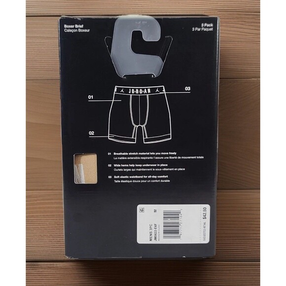 Jordan Flight Cotton Stretch Boxer Brief Mens Size Medium 3 Pack Olive White Tan - Picture 4 of 9